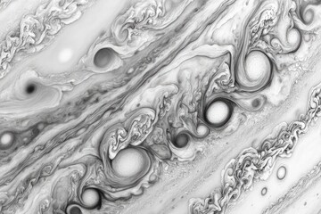 Aufkleber - Abstract grayscale swirling patterns resembling planetary formations.  Detailed, intricate textures create a sense of depth and movement