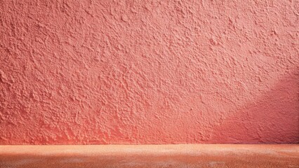 Aufkleber - A Textured Coral Wall with a Subtle Shadow and a Matching Ground Plane Offers a Versatile Background for Various Design Projects
