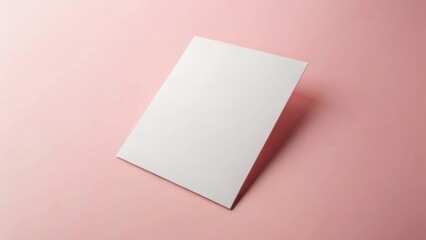 Leinwandbilder - Blank white card mockup on a pale pink background, perfect for showcasing your design or message.