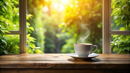 Poster - Morning Coffee by the Window A Serene Moment of Warmth and Tranquility