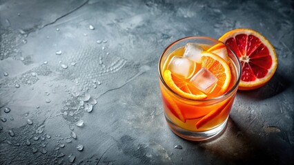 Poster - Refreshing Citrus Cocktail with Ice Cubes in a Glass