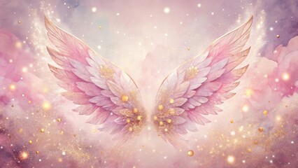 Poster - Angelic Wings in a Sparkling Celestial Dreamscape  A Delicate and Elegant Artistic Render