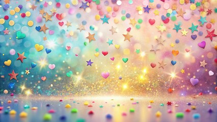 Poster - A Festive Background of Sparkling Glitter, Hearts, and Stars, Perfect for Celebrations and Special Occasions