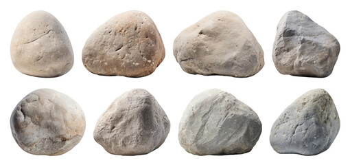 PNG Natural smooth stones collection, element set on transparent background