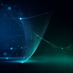 Fototapete - Abstract Digital Mesh with Glowing Nodes: Visualizing Network Connectivity and Data Flow