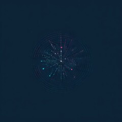 Leinwandbilder - Abstract Geometric Illustration of Concentric Circles with Dots in Blue and Pink on Dark Blue Background