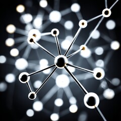 Leinwandbilder - Abstract Molecular Network: Connecting Spheres and Lines in a Scientific Visualization on a Dark Background