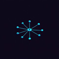 Poster - Abstract Neon Network: A modern design featuring a glowing blue molecule structure on a dark background.