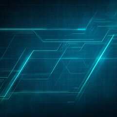 Fototapete - Teal Tech: A Digital Gridscape with Illuminated Lines, Creating an Abstract, Futuristic, and High-Tech Visual Experience