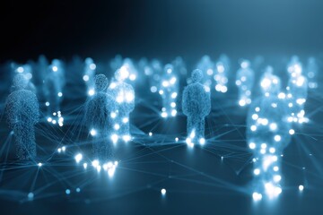 Poster - Digital Network of Glowing Human Figures