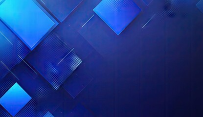 Fototapete - Abstract geometric background featuring overlapping, vibrant blue squares.  A dark, sophisticated design with a modern feel