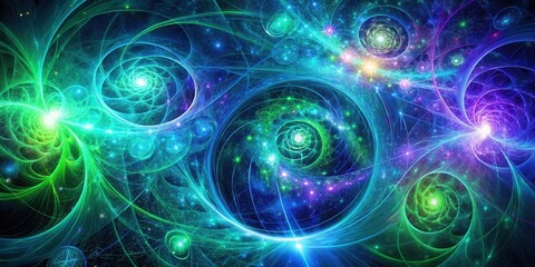 Poster - Cosmic Dance of Intertwined Galaxies, a Vibrant Nebula of Swirling Energy and Luminous Stardust