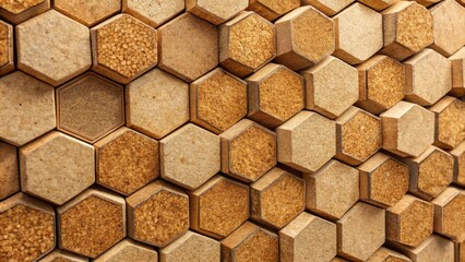 Aufkleber - Intricate Honeycomb Pattern of Textured Wooden Hexagons in Varied Shades of Brown