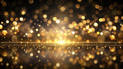 Aufkleber - Golden Glitter Sparkle Background with Shimmering Lights and Bokeh Effect