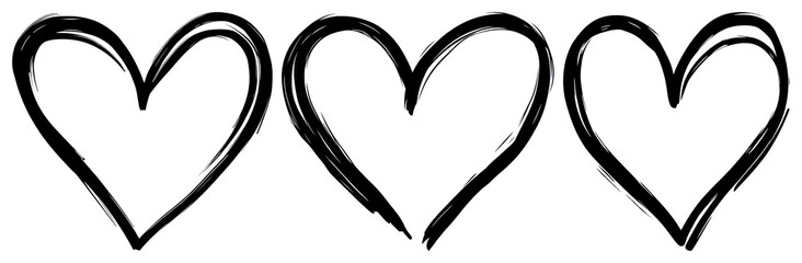 Poster - png hand-drawn hearts in sequence, element set on transparent background