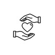 © Garrota - Outline of two hands holding a heart in a caring and protective illustration style