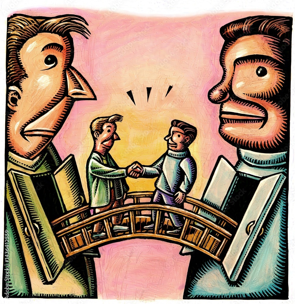 bridge between two men's hearts has tiny versions of them meeting in ...