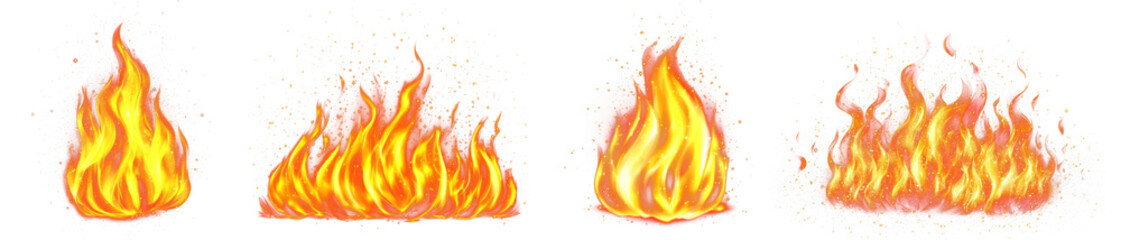 Wall Mural - png vibrant animated flames flickering, element set on transparent background