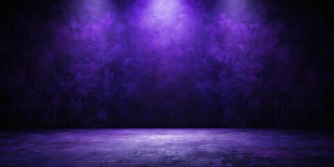 Poster - Illuminated Empty Room with Deep Purple Hues and Textured Walls