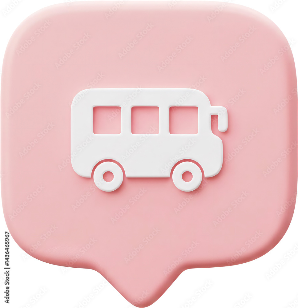 Bus Icon on Pink Background Stock Illustration | Adobe Stock