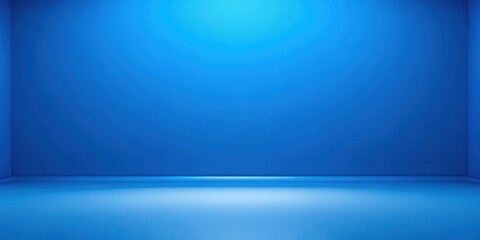 Poster - A Serene Blue Room Minimalist Interior Space with Soft Lighting and Smooth Walls, Ideal for Product Display or Background Use