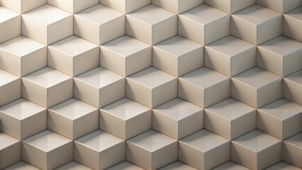 Fototapete - Abstract Beige Cubic Geometric Pattern  A Seamless Textured Background of Interlocking Cubes Illuminated by Soft Light