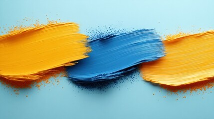 Wall Mural - Blue, yellow paint strokes, swirl, pastel background, design
