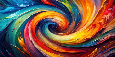 Aufkleber - A vibrant, swirling vortex of impasto paint strokes creates a dynamic and colorful abstract artwork.