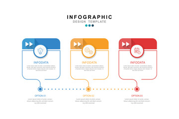 Fototapete - Vector Infographic label design template with icons and 3 options or steps. Can be used for process diagram.	