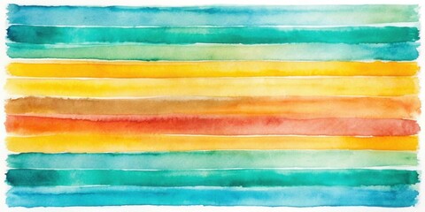 Aufkleber - Vibrant Horizontal Watercolor Stripes in Warm and Cool Hues, Ideal for Artistic Backgrounds and Design Projects
