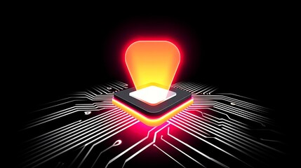 Poster - Futuristic Processor Core with Radiating Energy on Circuit Board Network