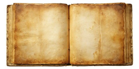 Poster - Aged Book Open to Blank Yellowed Pages, Showing Texture and Time's Passage