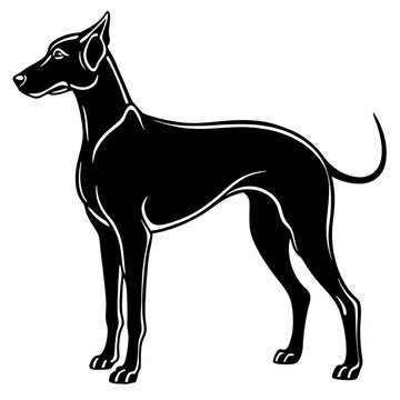 Illustration of a Standing German Shepherd in Outline Style