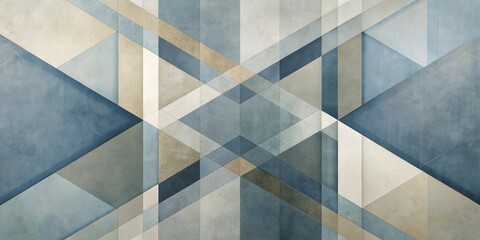 Fototapete - Abstract Geometric Pattern in Muted Blues and Taupes A Serene and Stylish Design for Modern Interiors