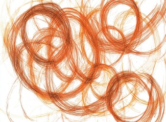 Aufkleber - Abstract swirling orange circles on white background.  Intricate, textured patterns