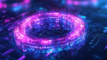 Aufkleber - abstract glowing pink and blue circular energy field
