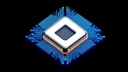 Poster - Sophisticated microchip design, embodying advanced technology and computer science