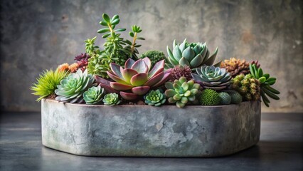 Aufkleber - A lush arrangement of diverse succulents thriving in a rustic stone planter