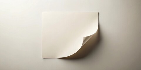Aufkleber - A single sheet of off-white paper with a gently curled corner, isolated on a light background, ready for your message