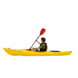 Kayaking adventure yellow kayak paddle water sport activity outdoors on transparent background