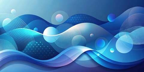 Aufkleber - Abstract Blue Wave Design with Circles and Lines, Ideal for Modern Backgrounds and Presentations