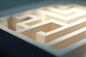 Poster - close-up of small intricate maze with contrasts between light and shadow perfect for minimalist concept