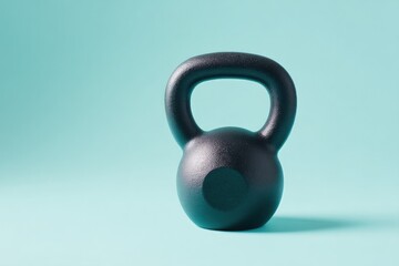 Poster - high-quality minimalistic image of kettlebell on smooth solid color background positioned centrally 