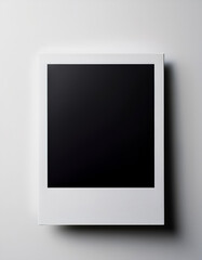 Poster - Blank photo frame. White border around dark empty space. Simple square shape. Single object resting on surface. Clean template for picture or text.
