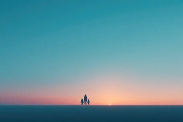Poster - minimalistic image of family silhouetted against serene background conveying and love