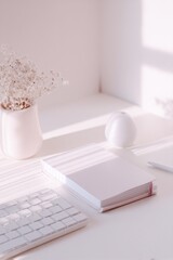 Poster - minimalistic workspace scene symbolizes industry 4