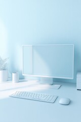 Poster - minimalistic workspace scene symbolizes industry 4
