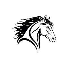 Naklejka na meble Majestic Horse Head Illustration Elegant Black and White Equine Design