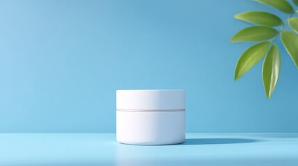 Poster - sleek minimalistic empty podium awaits cosmetic product amidst serene background