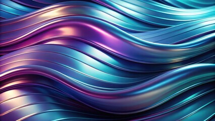 Leinwandbilder - Abstract Swirling Metallic Waves A Symphony of Teal, Purple, and Indigo Hues